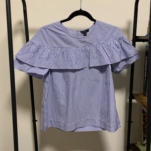 J Crew striped ruffle tee shirt